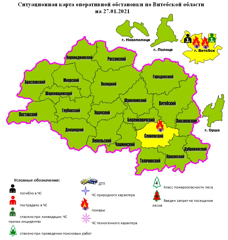 Оперативная обстановка за прошедшие сутки на 27.01.2021